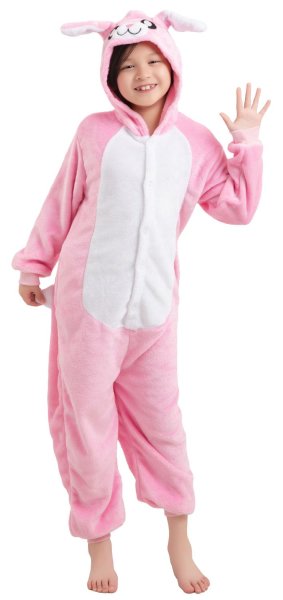 Kinder Tierkostüme Onesie 17 Hase Rosa Weiß,140