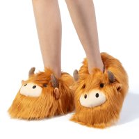 Highland Cow Hochland-Rind Plüsch Hausschuhe EU Einheitsgr. 34-44