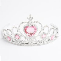 Mädchen Prinzessin Set aus Handschuhe, Diadem, Zauberstab, Zopf für Karneval Kostüm: Aurora, Dornröschen, Anna, Hell-Rosa / braun